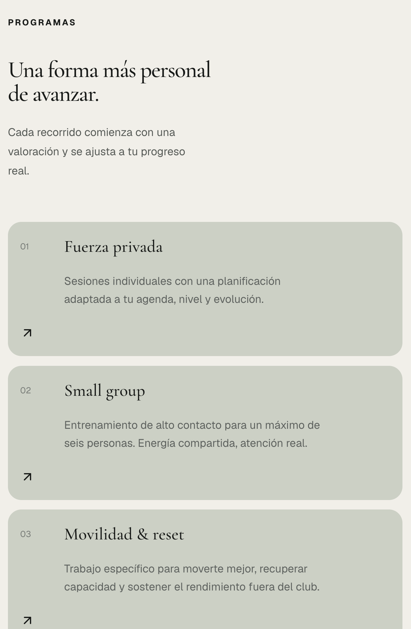 COTA: Programas de fuerza privada y small group