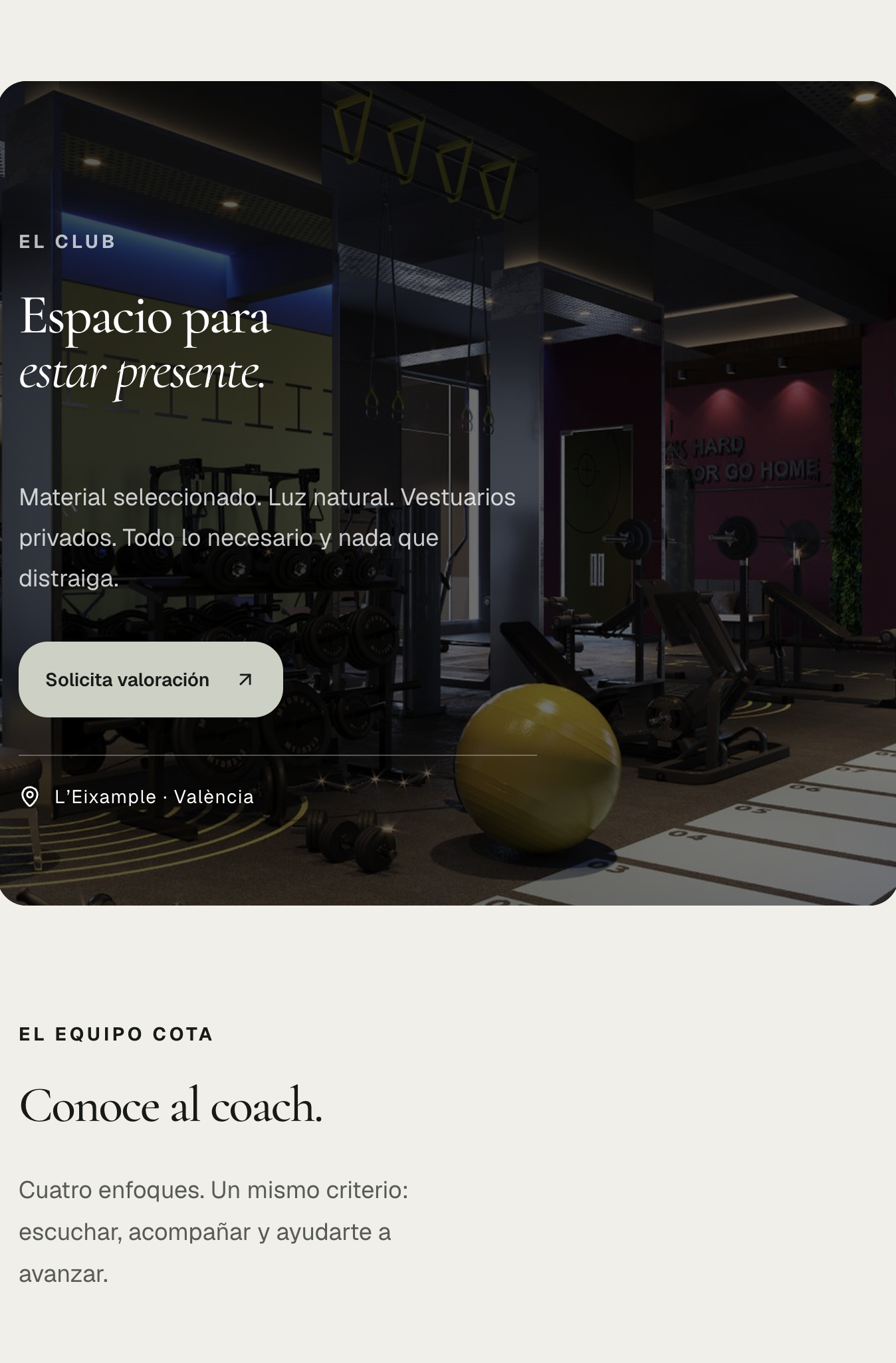 COTA: Espacio del club y presentación del coach